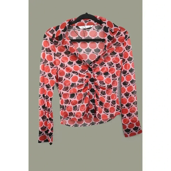 Zara Sheer Button Down Blouse-Size Small - Picture 1 of 6
